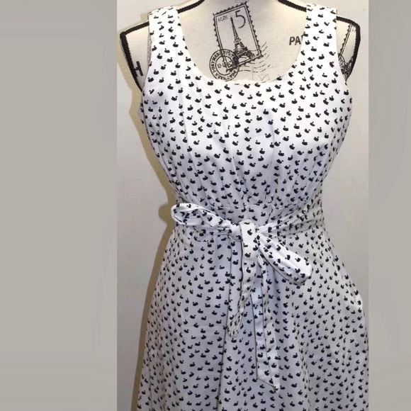 Cynthia Rowley Summer Dress White Swan Print 6 - Picture 2 of 8